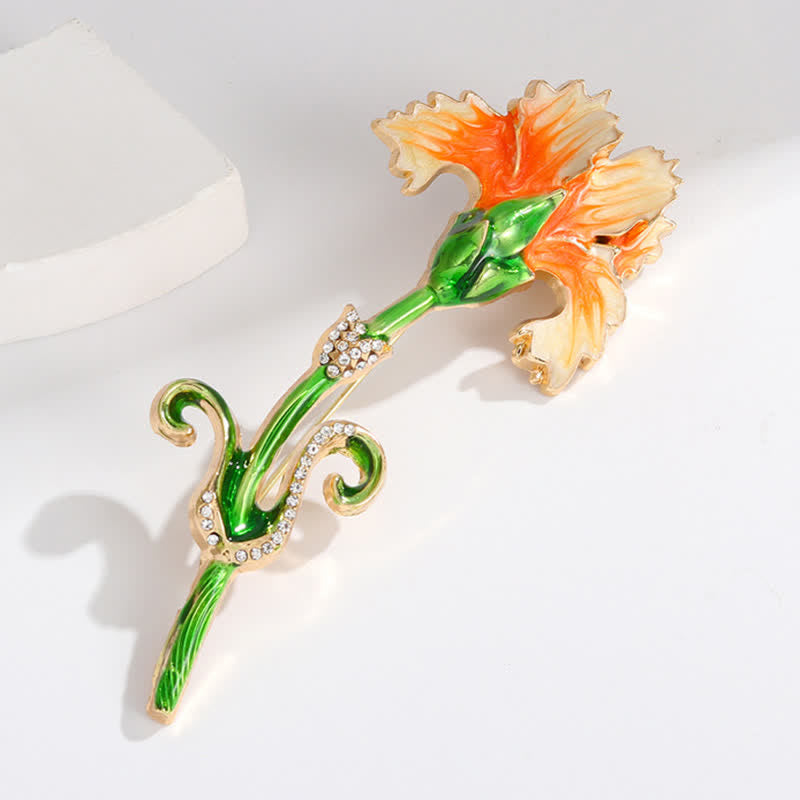 Women's Lovely Enameled Carnation Brooch - image 7