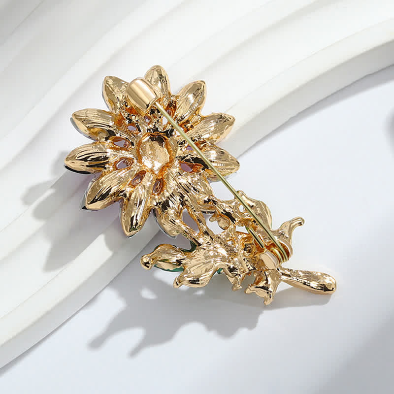 Women's Purple Sunflower Crystal Rhinestone Brooch - image 6
