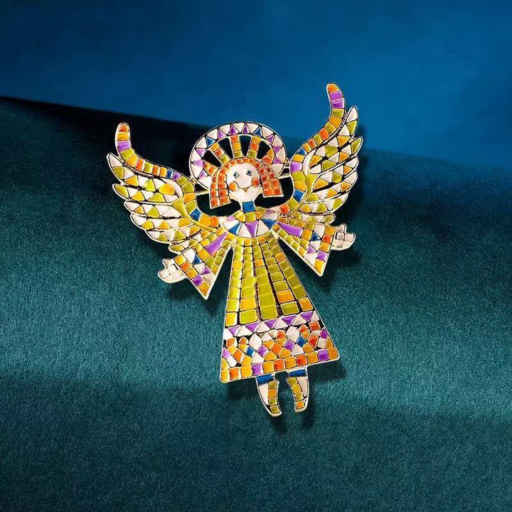 Women's Cute Colorful Enamel Angel Brooch - image 2