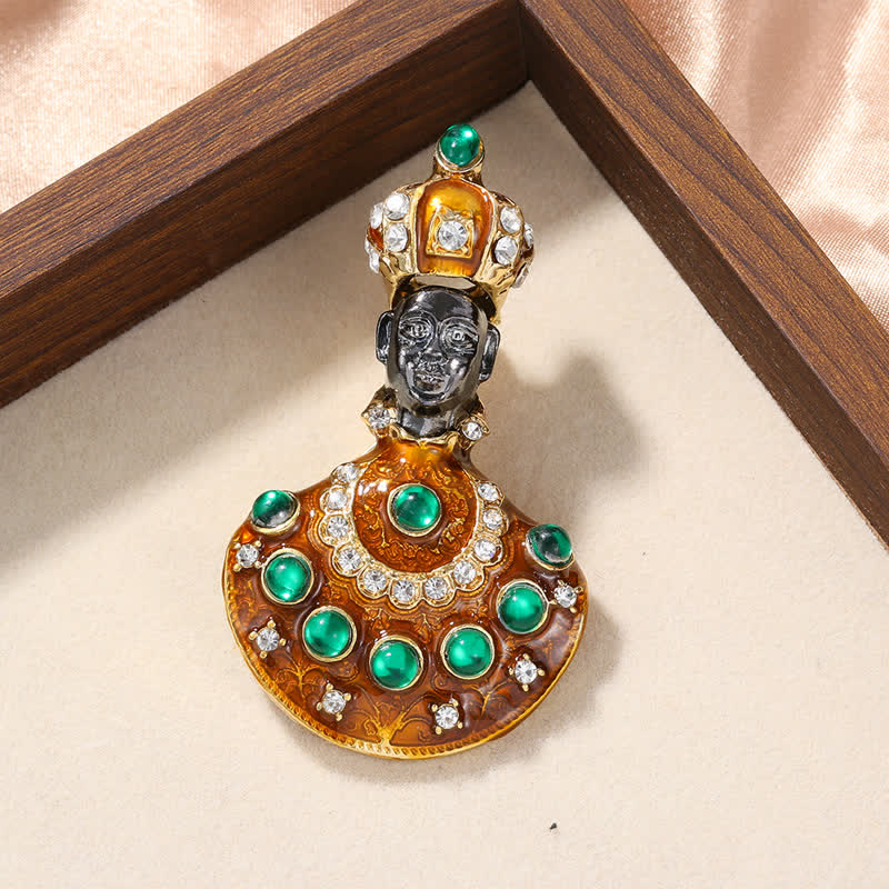 Unisex Medieval Large Unusual Genie Costume Brooch - Gold - image 0