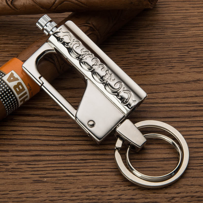 Portable Permanent Match Keychain Kerosene Lighter - Silver - image 0