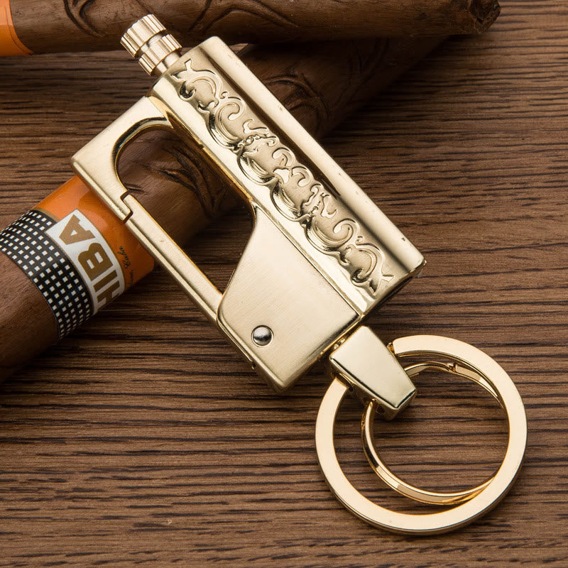 Portable Permanent Match Keychain Kerosene Lighter - Golden - image 4