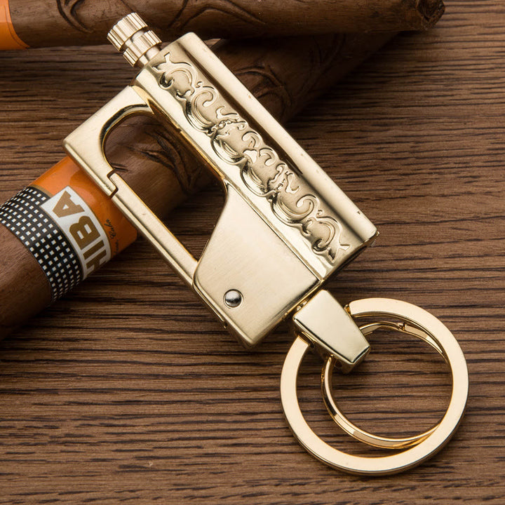 Portable Permanent Match Keychain Kerosene Lighter - Golden - image 4