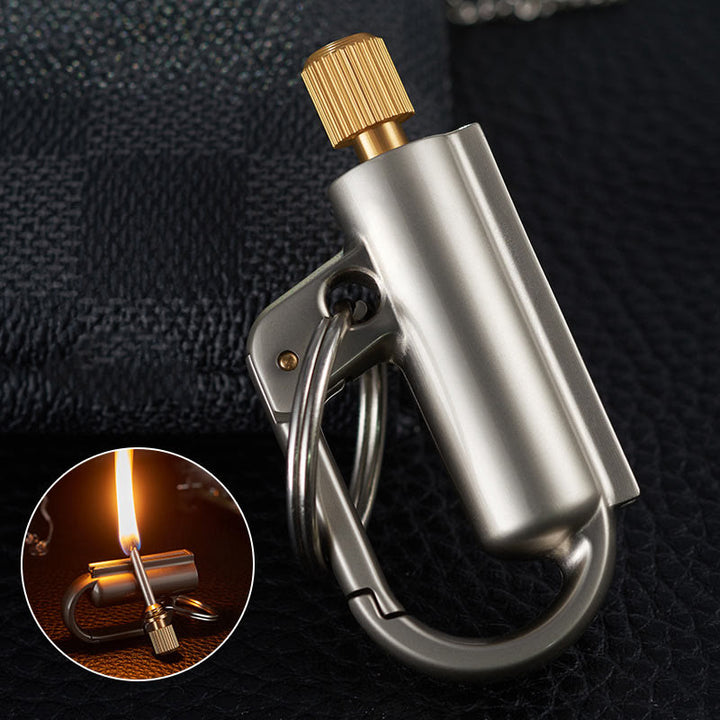 Windproof Portable Ten Thousand Matches Keychain Kerosene Lighter - Silver - image 7