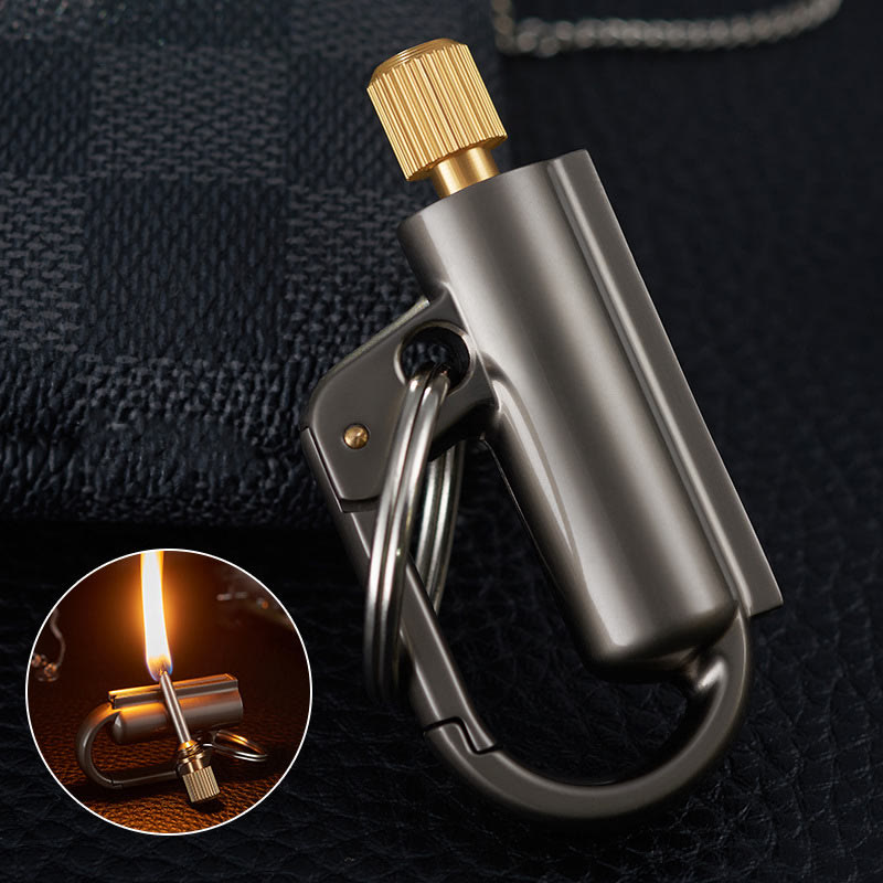 Windproof Portable Ten Thousand Matches Keychain Kerosene Lighter - Black - image 6