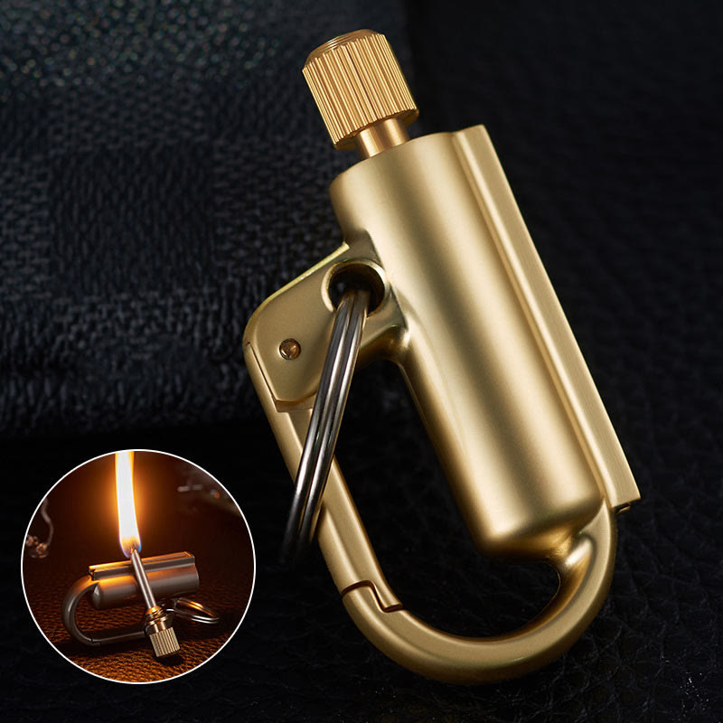 Windproof Portable Ten Thousand Matches Keychain Kerosene Lighter - Golden - image 1