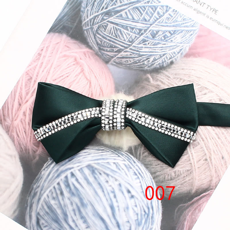 Glitter Diamond Silk Satin Adjustable Strap Bow Tie - Style #7 - image 9