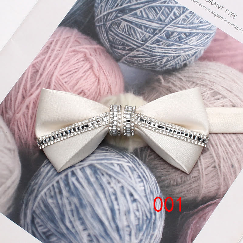 Glitter Diamond Silk Satin Adjustable Strap Bow Tie - Style #1 - image 1