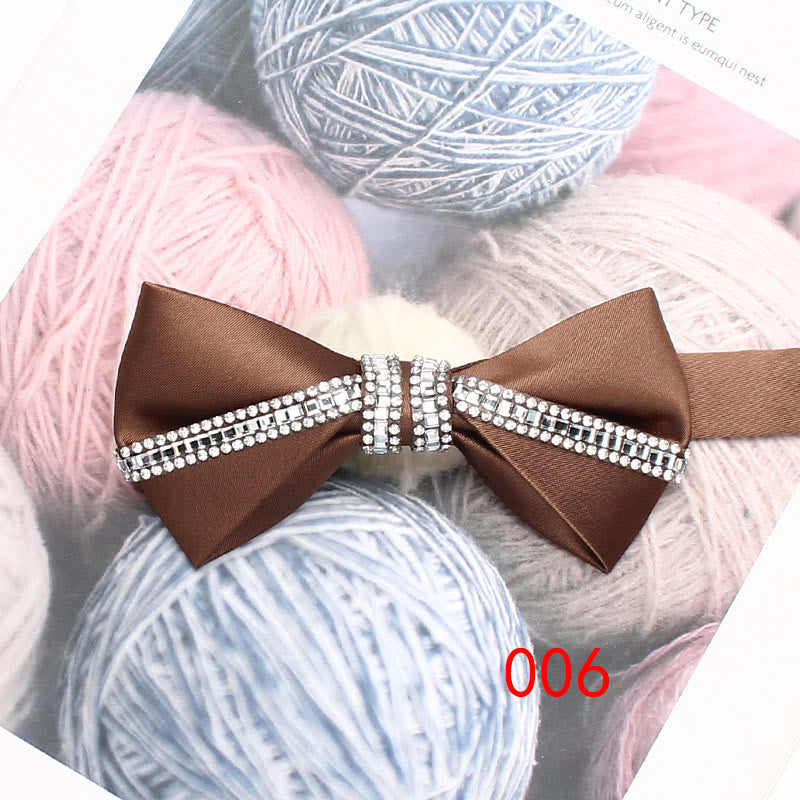 Glitter Diamond Silk Satin Adjustable Strap Bow Tie - Style #6 - image 8