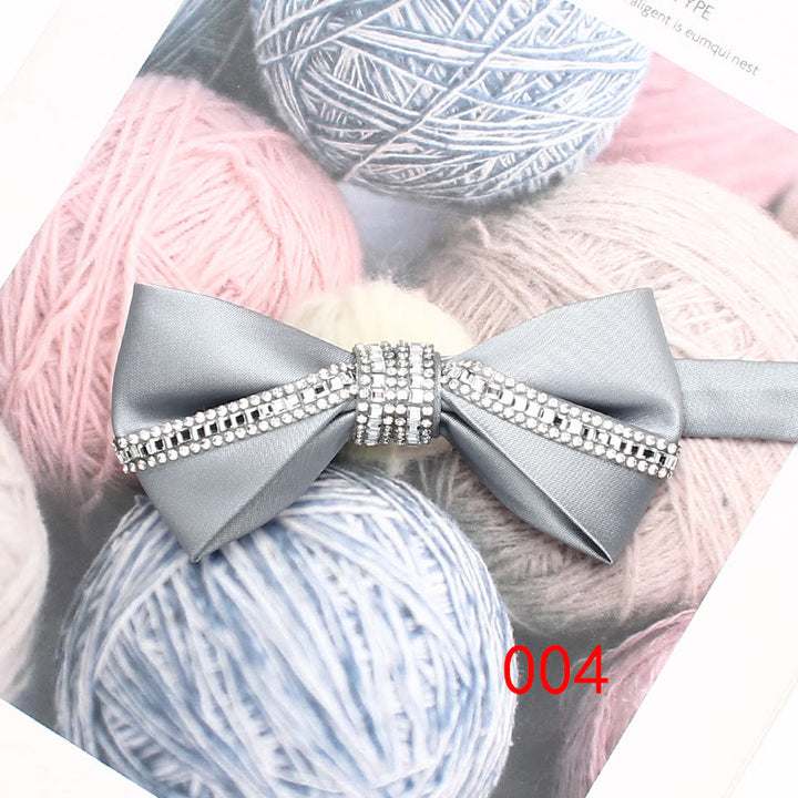 Glitter Diamond Silk Satin Adjustable Strap Bow Tie - Style #4 - image 6