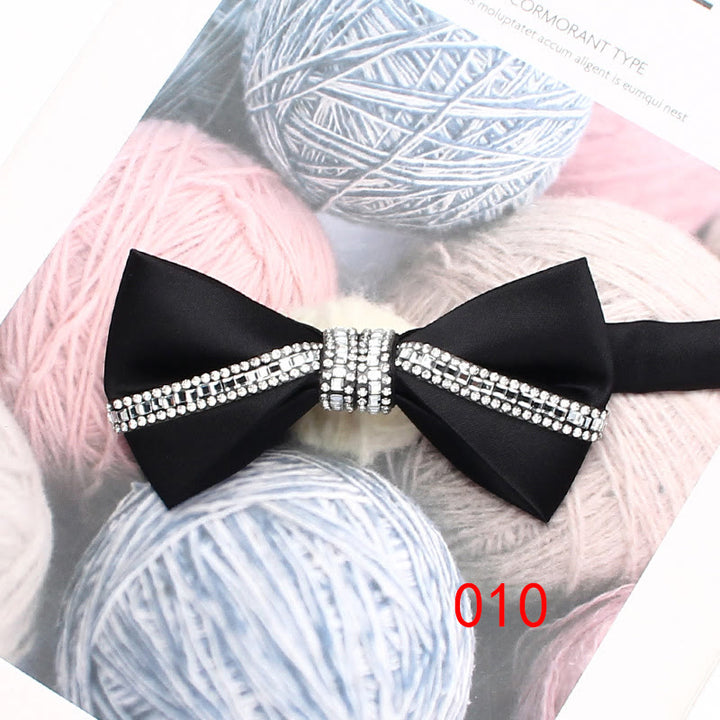 Glitter Diamond Silk Satin Adjustable Strap Bow Tie