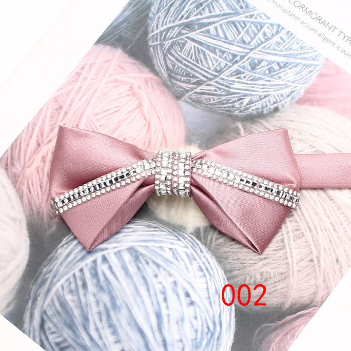 Glitter Diamond Silk Satin Adjustable Strap Bow Tie - Style #2 - image 4