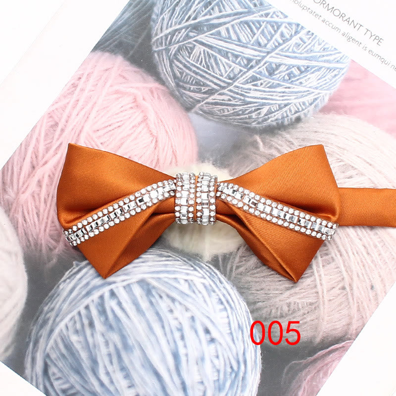 Glitter Diamond Silk Satin Adjustable Strap Bow Tie - Style #5 - image 7