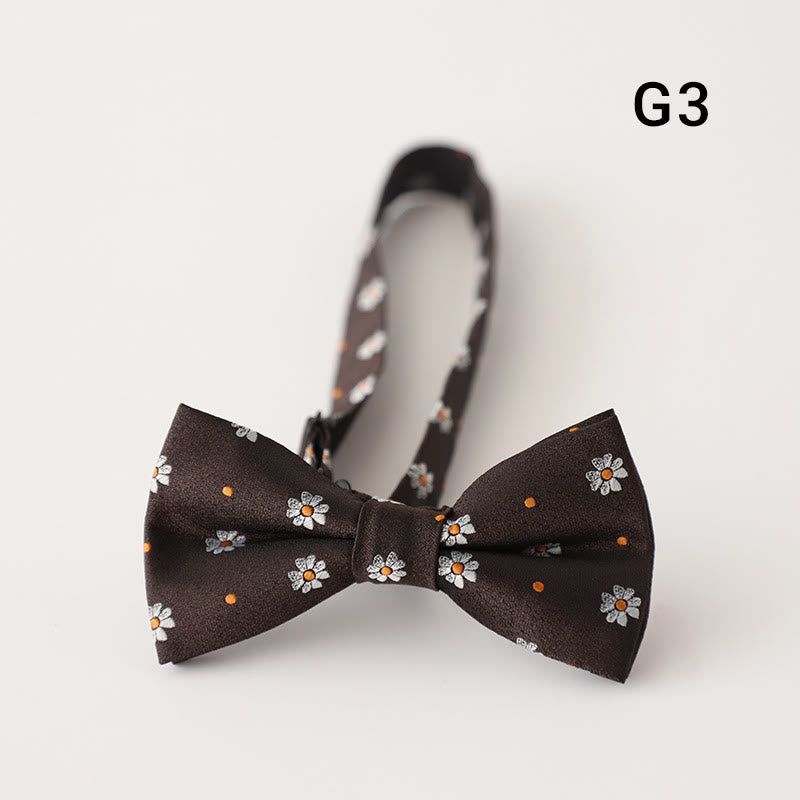 Retro Floral Printed Pre-tied Adjustable Strap Bow Tie