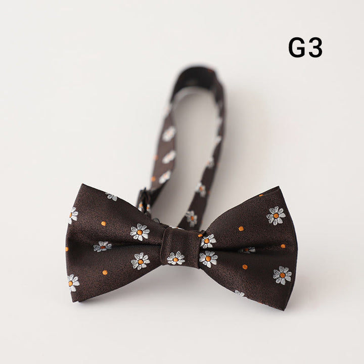 Retro Floral Printed Pre-tied Adjustable Strap Bow Tie