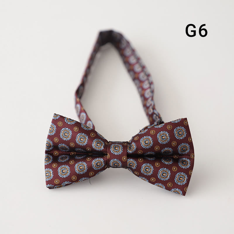Retro Floral Printed Pre-tied Adjustable Strap Bow Tie