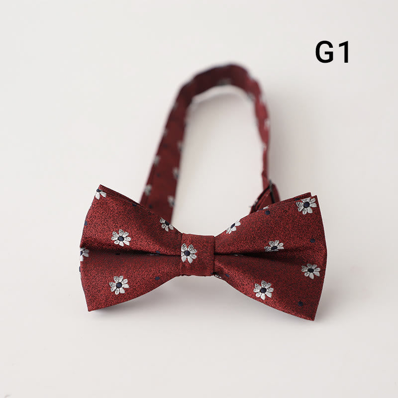 Retro Floral Printed Pre-tied Adjustable Strap Bow Tie