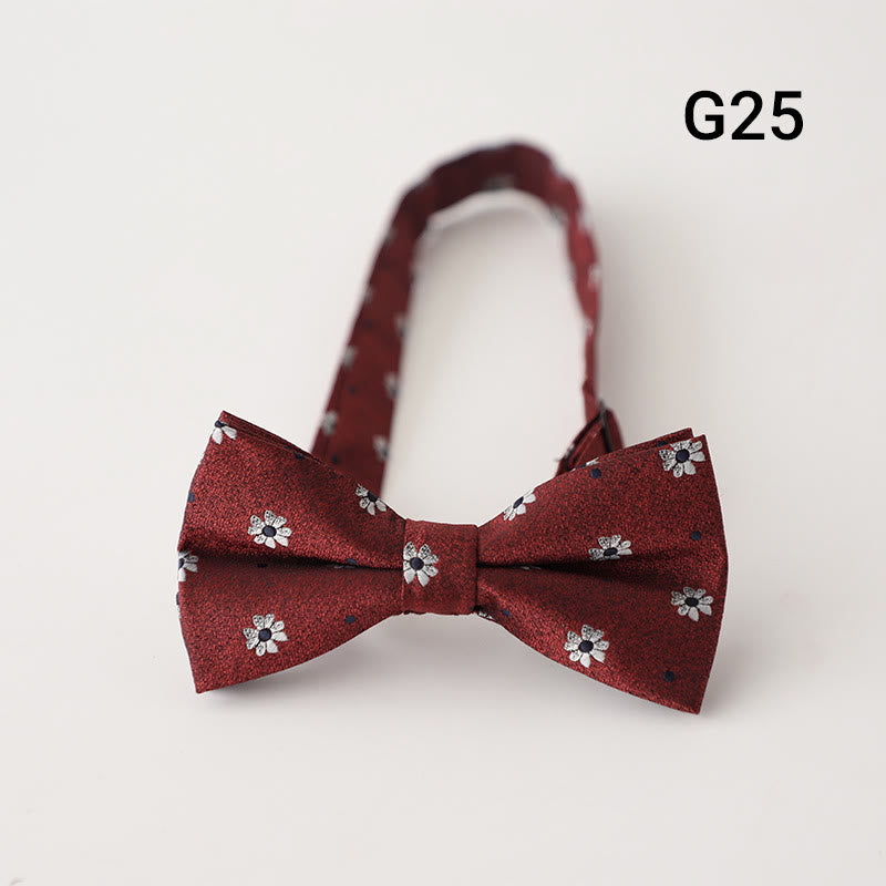 Retro Floral Printed Pre-tied Adjustable Strap Bow Tie