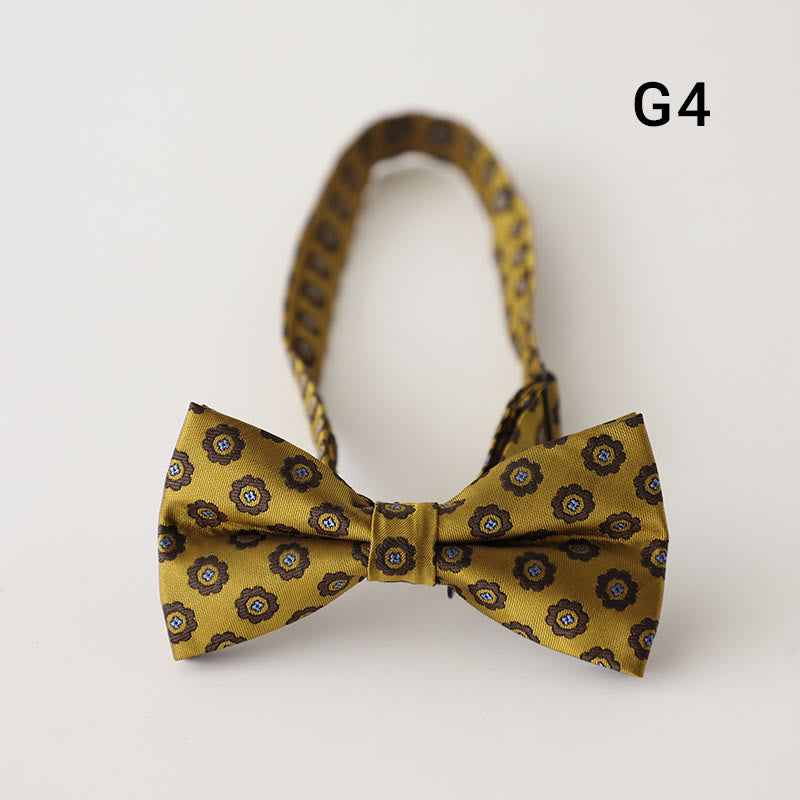 Retro Floral Printed Pre-tied Adjustable Strap Bow Tie