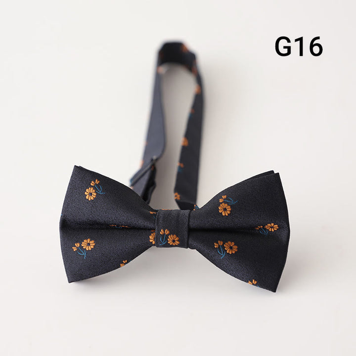 Retro Floral Printed Pre-tied Adjustable Strap Bow Tie - Style #16 - image 17