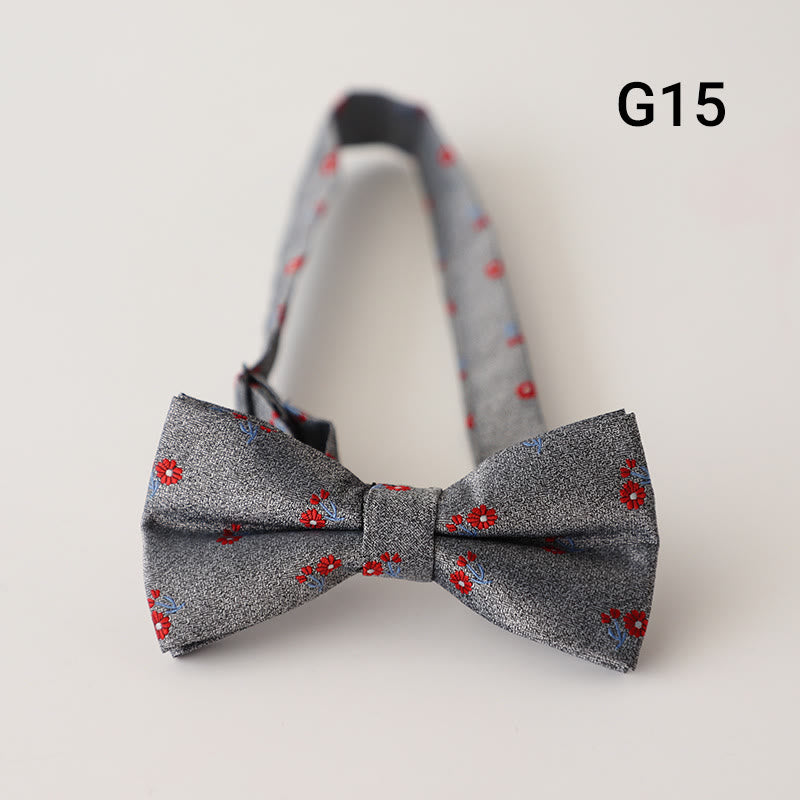 Retro Floral Printed Pre-tied Adjustable Strap Bow Tie - Style #15 - image 16