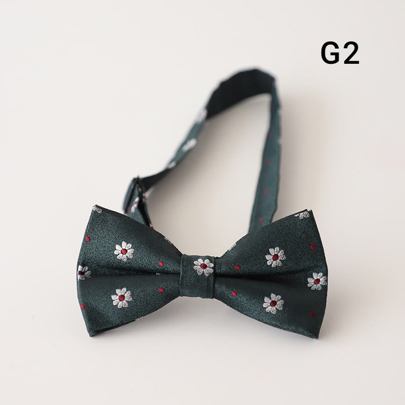 Retro Floral Printed Pre-tied Adjustable Strap Bow Tie - Style #2 - image 5