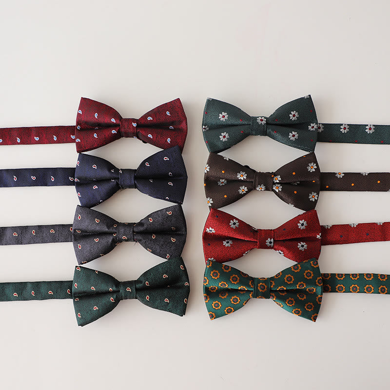 Retro Floral Printed Pre-tied Adjustable Strap Bow Tie - image 2
