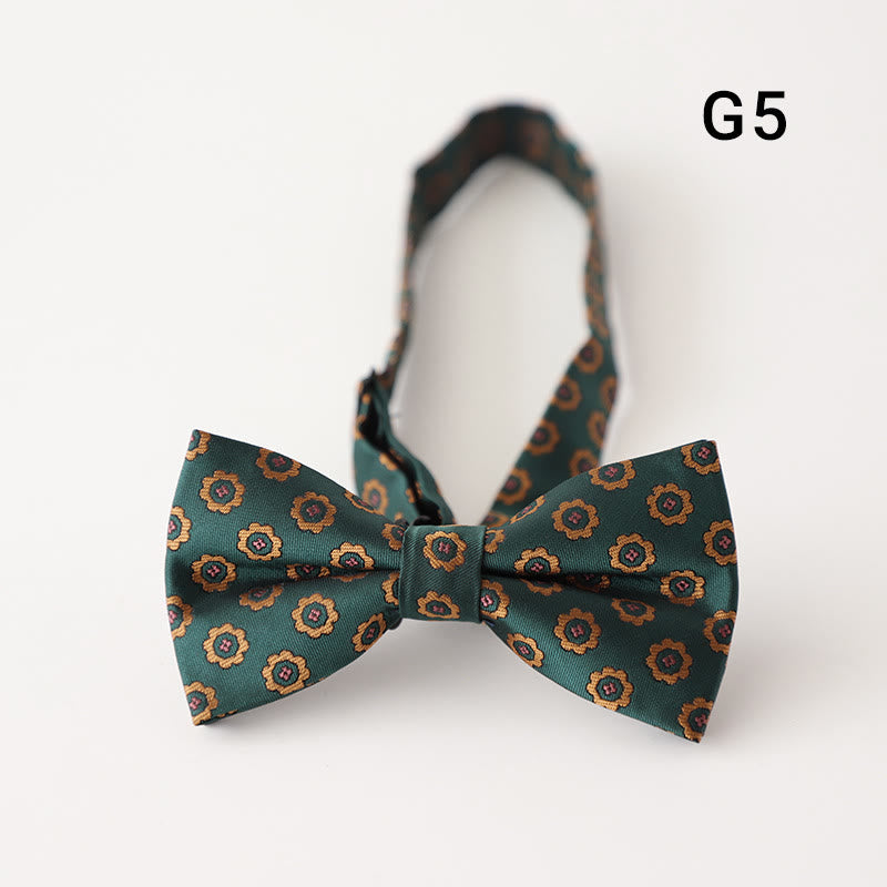 Retro Floral Printed Pre-tied Adjustable Strap Bow Tie