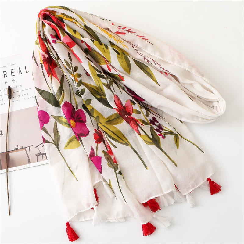Women's Floral Printed Lightweight Thin Scarf - image 2