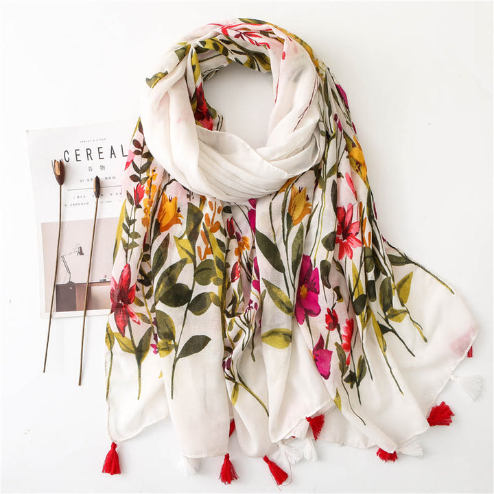 Women's Floral Printed Lightweight Thin Scarf - Spring Flower - image 0