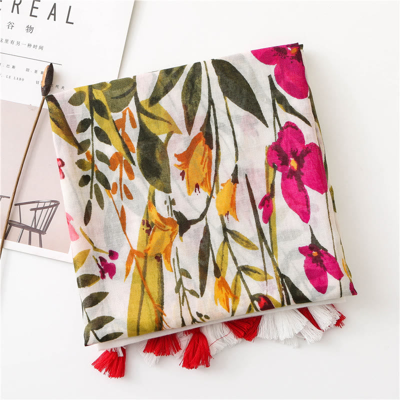 Women's Floral Printed Lightweight Thin Scarf - image 5