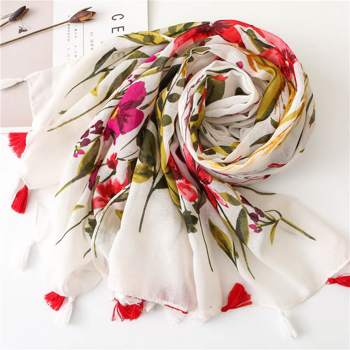 Women's Floral Printed Lightweight Thin Scarf