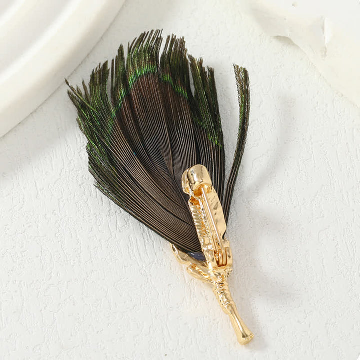 Unisex Artificial Blue Green Peacock Eye Feather Brooch - image 5