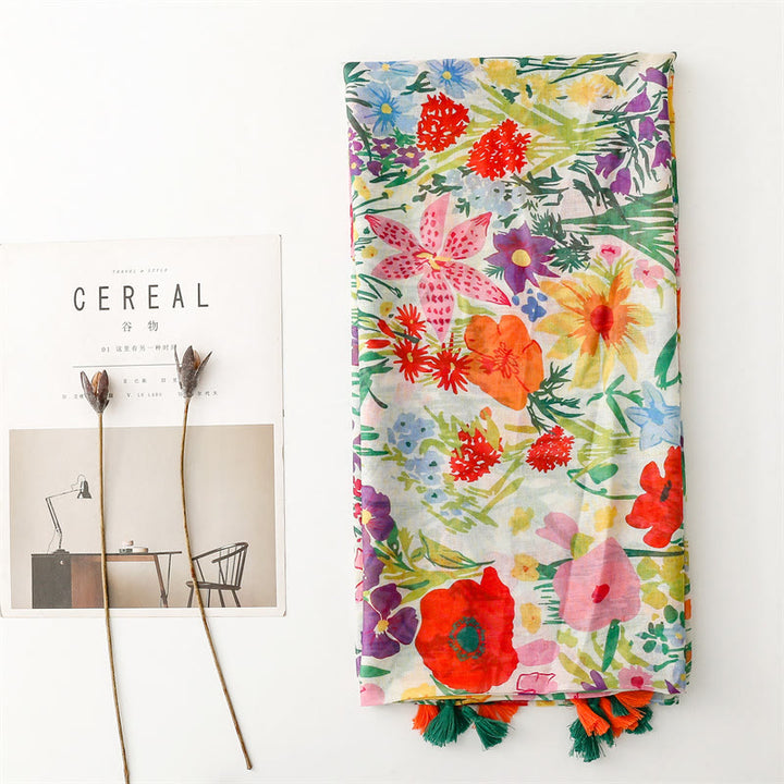 Women's Colorful Floral Printed Lightweight Thin Scarf