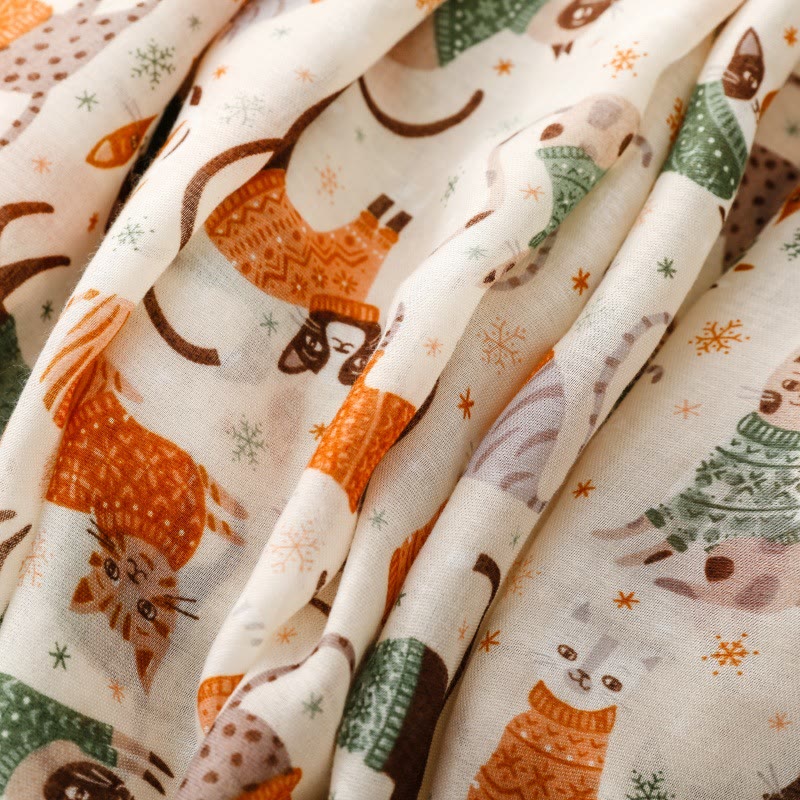 Women's Cat Kitten Printed Lightweight Thin Scarf - image 5