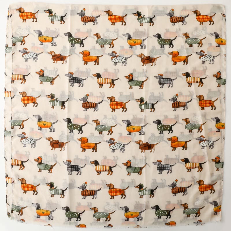 Women's Cute Dachshund Printed Lightweight Thin Scarf