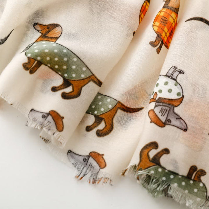 Women's Cute Dachshund Printed Lightweight Thin Scarf