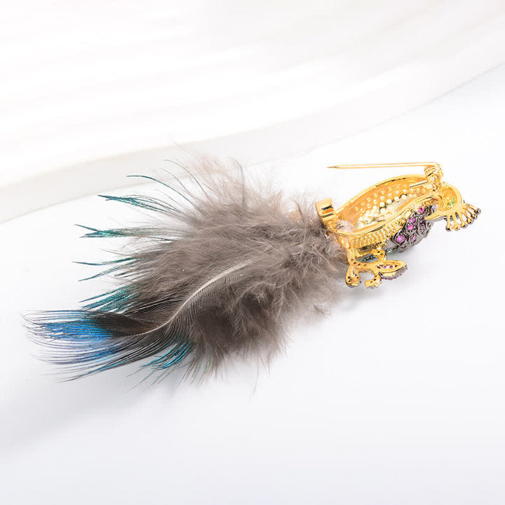 Women's Exquisite Bling Rhinestones Peacock Feather Brooch