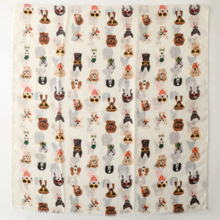 Women's Cute Dog Puppy Printed Lightweight Thin Scarf