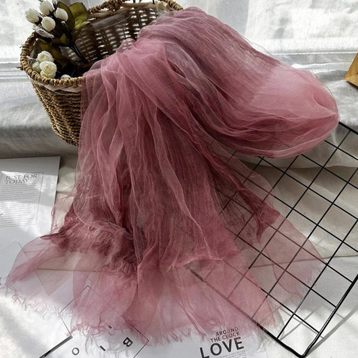 Women's Solid Color Lightweight Sunscreen Shawl Thin Scarf - Wine Red - image 6