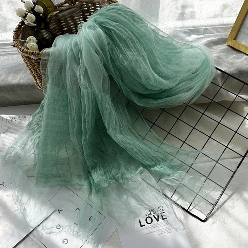 Women's Solid Color Lightweight Sunscreen Shawl Thin Scarf - Green - image 10