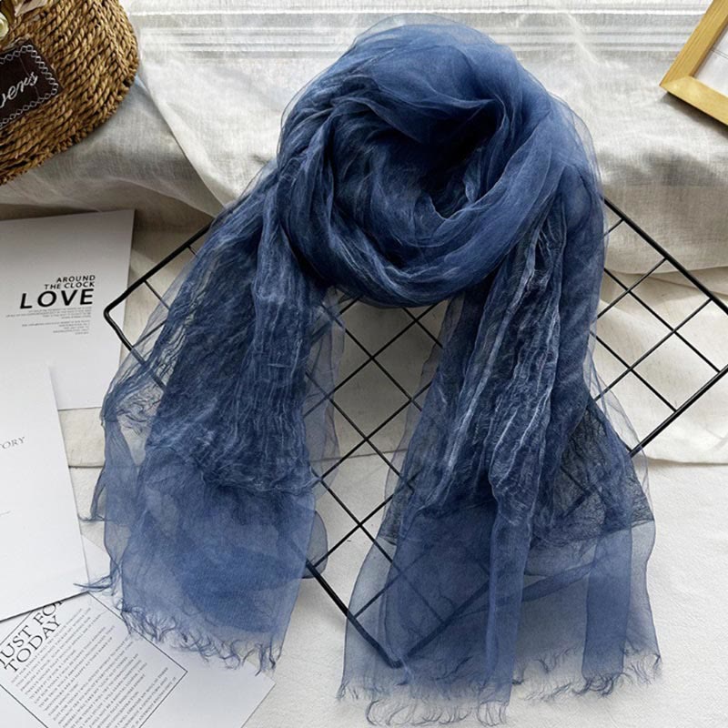 Women's Solid Color Lightweight Sunscreen Shawl Thin Scarf - image 5