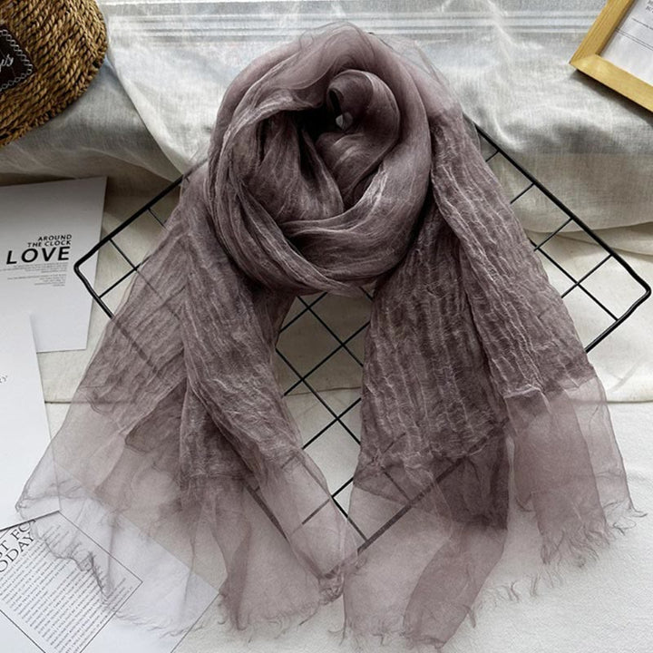 Women's Solid Color Lightweight Sunscreen Shawl Thin Scarf - image 19
