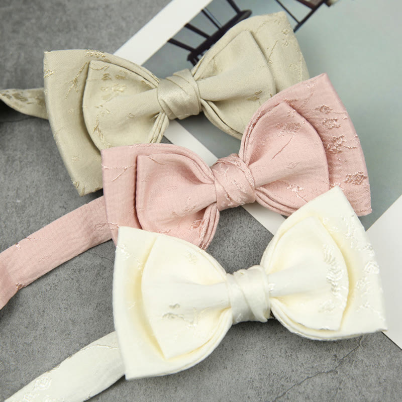 Jacquard Double Layer Pre-tied Adjustable Strap Bow Tie