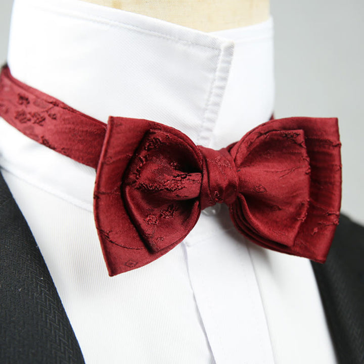 Jacquard Double Layer Pre-tied Adjustable Strap Bow Tie