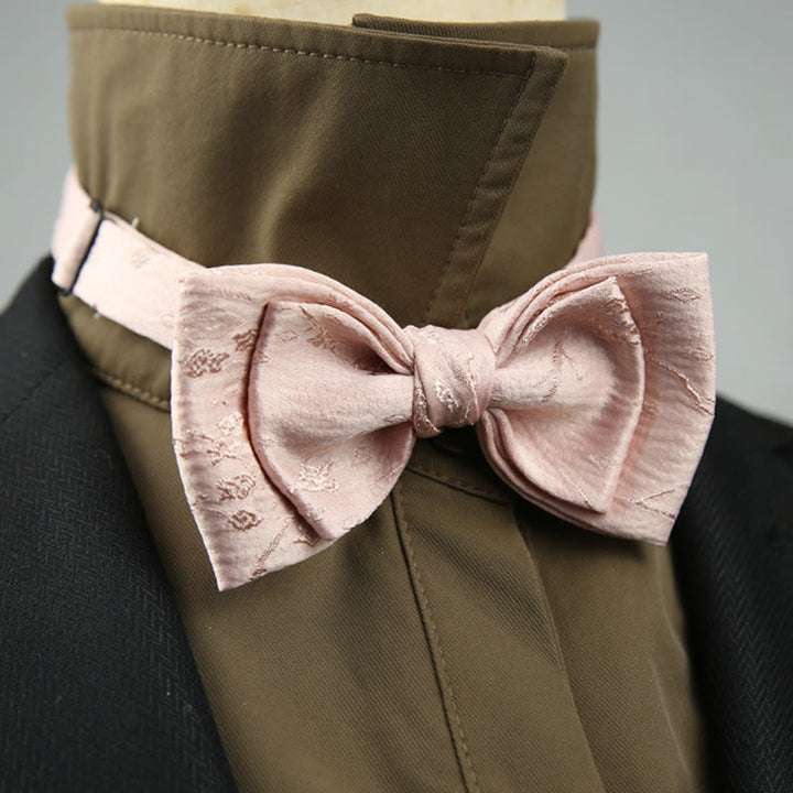 Jacquard Double Layer Pre-tied Adjustable Strap Bow Tie