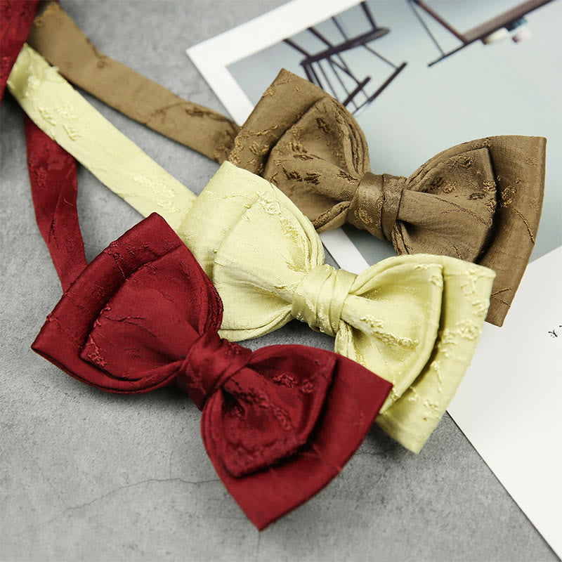 Jacquard Double Layer Pre-tied Adjustable Strap Bow Tie  - image 2