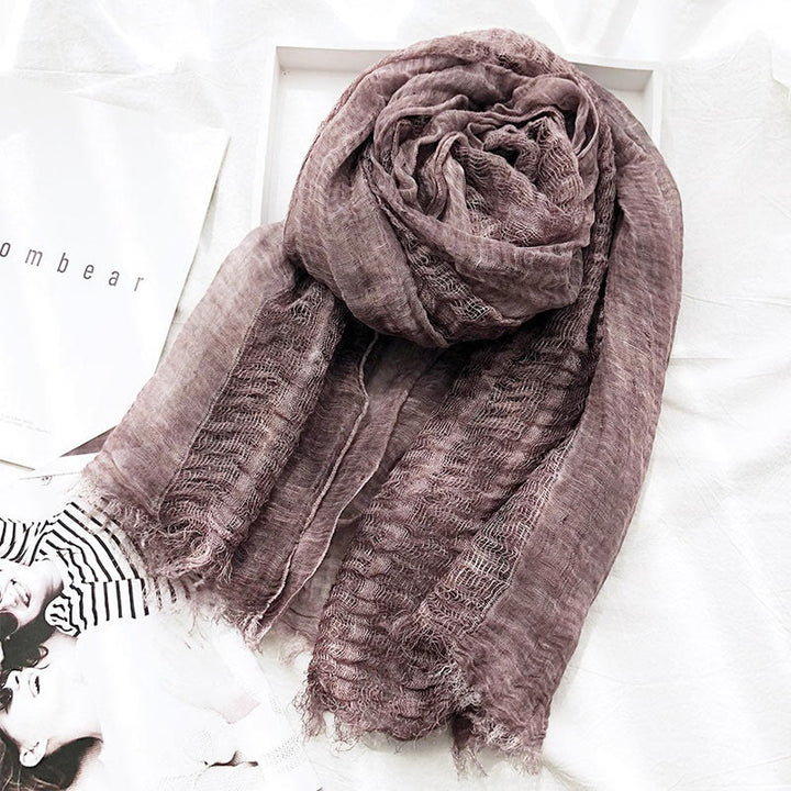 Women's Retro Solid Color Lightweight Shawl Thin Scarf - Purple - image 3