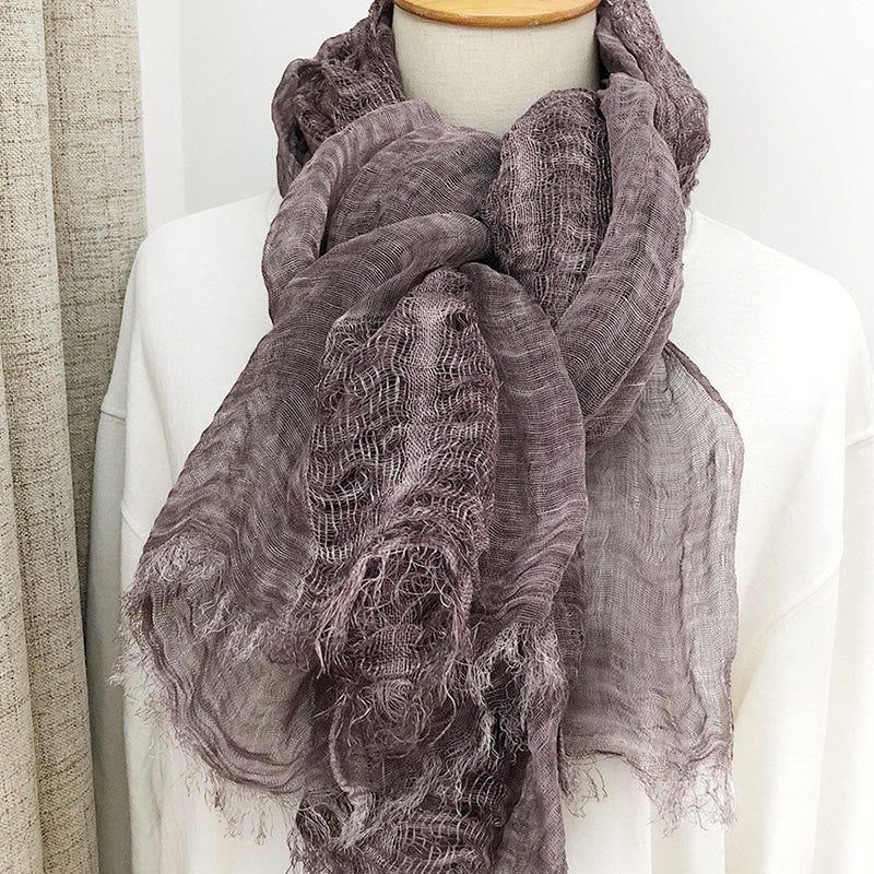 Women's Retro Solid Color Lightweight Shawl Thin Scarf - image 4