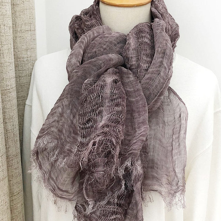 Women's Retro Solid Color Lightweight Shawl Thin Scarf - image 4